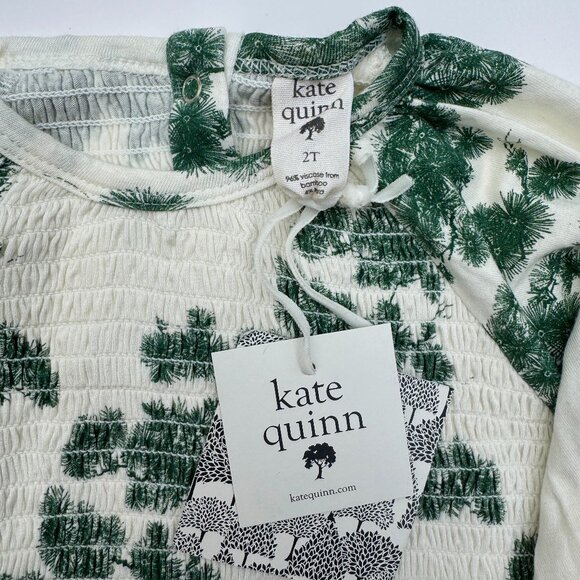 Kate Quinn 2T Holiday Romper | Bubble Silhouette, Long Sleeves, Pine Trees | NWT - Picture 4 of 5